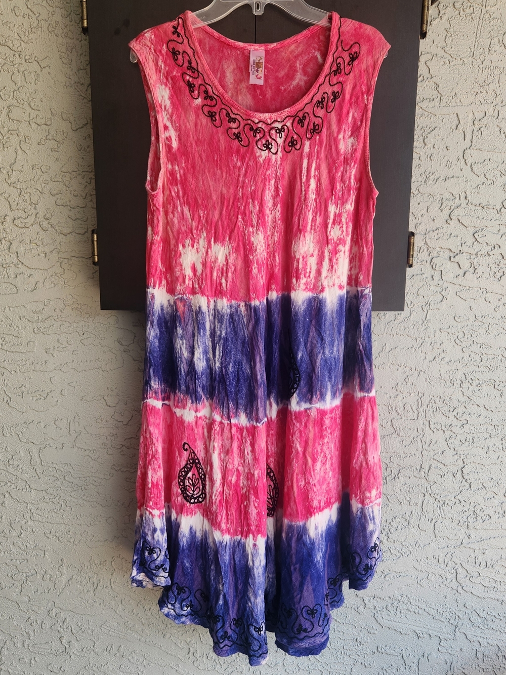 Women's India Boutique Pink & Purple Tie-Dye Sleeveless Dress One Size Fits Most